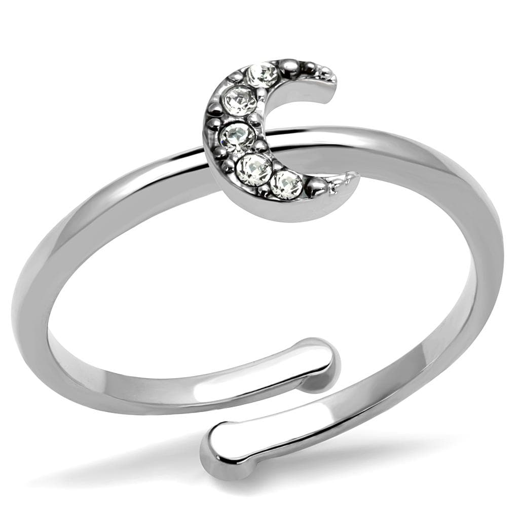 Brass Silver CZ Crescent Moon Toe Ring | The Stainless Jewelry