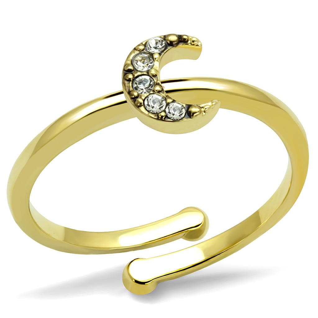 Brass Gold CZ Crescent Moon Toe Ring | The Stainless Jewelry