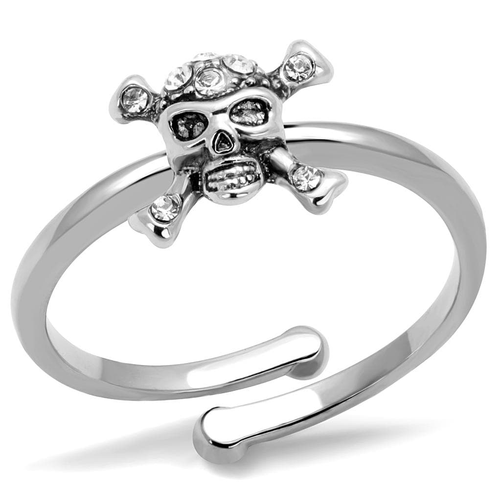 Brass Silver CZ Skull Crossbones Toe Ring | The Stainless Jewelry