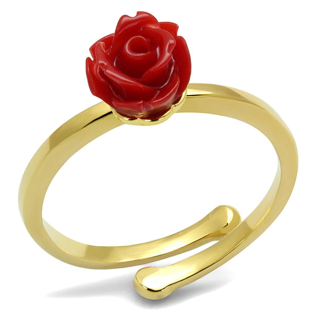 Brass Gold Red Resin Rose Flower Toe Ring | The Stainless Jewelry