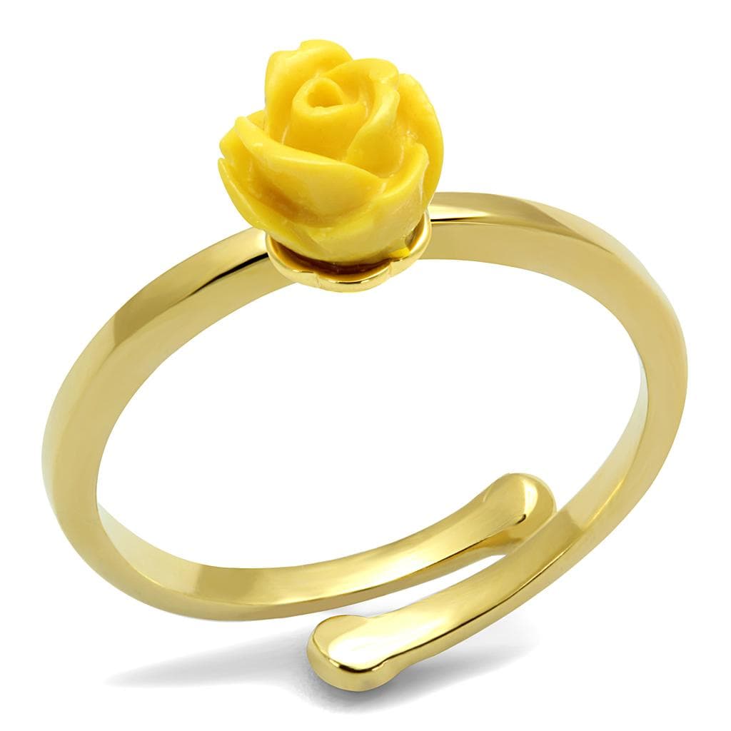 Brass Gold Yellow Resin Rose Flower Toe Ring