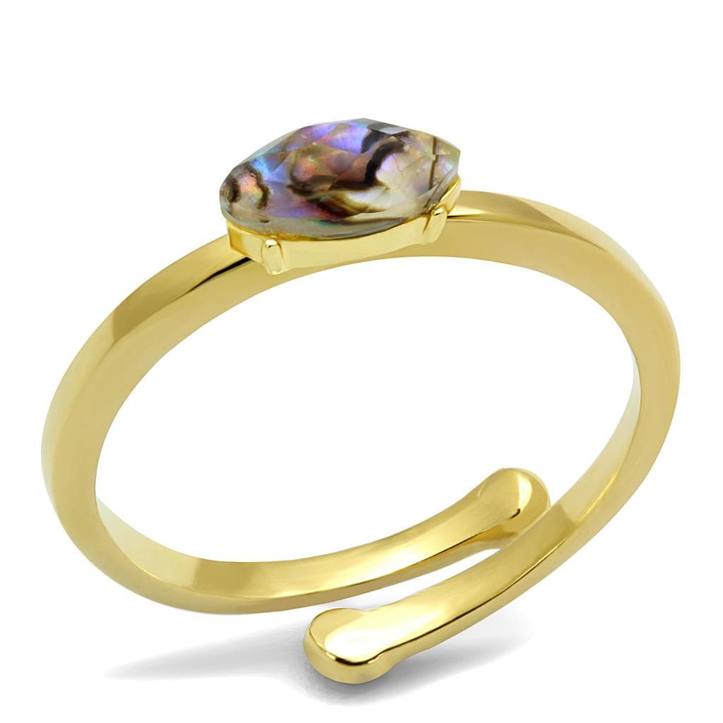 Brass Gold Abalone Shell Marquise Solitaire Toe Ring