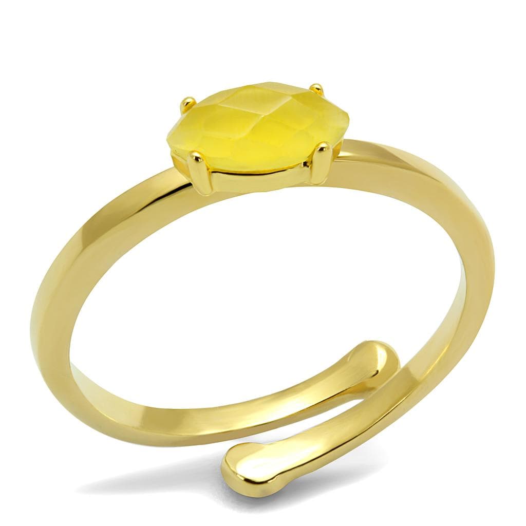 Brass Gold Yellow Cat Eye Marquise Solitaire Toe Ring