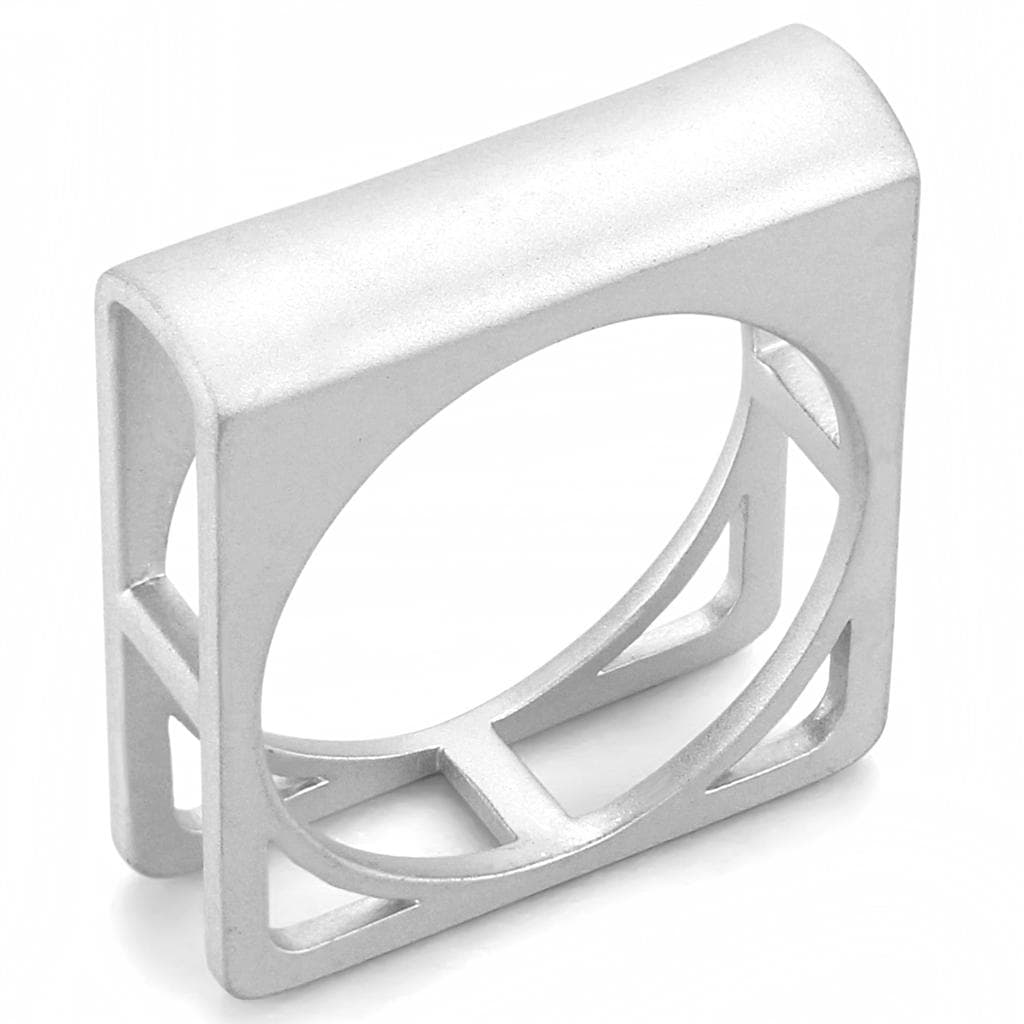 Brass Silver Geometric Square Cage Ring | The Stainless Jewelry
