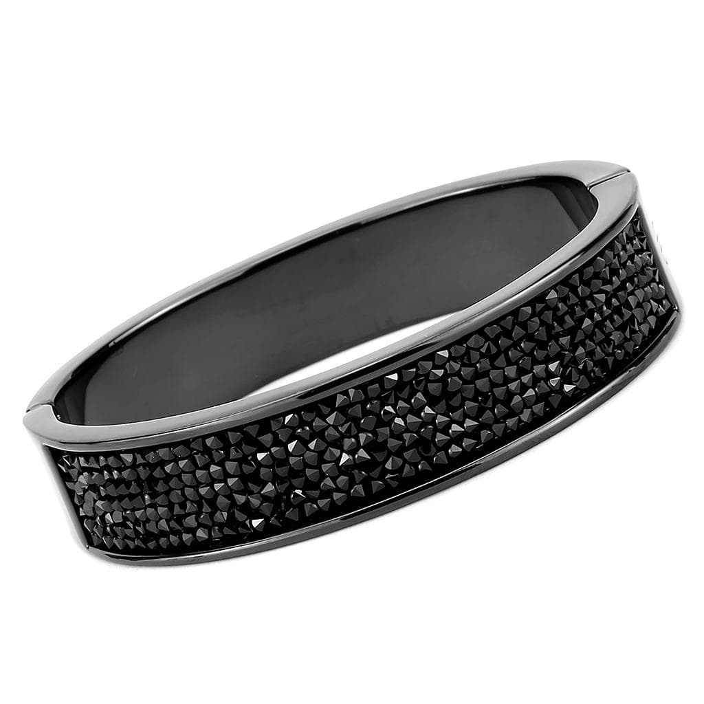 Brass Gunmetal Black Crystal Pave Wide Bangle Bracelet