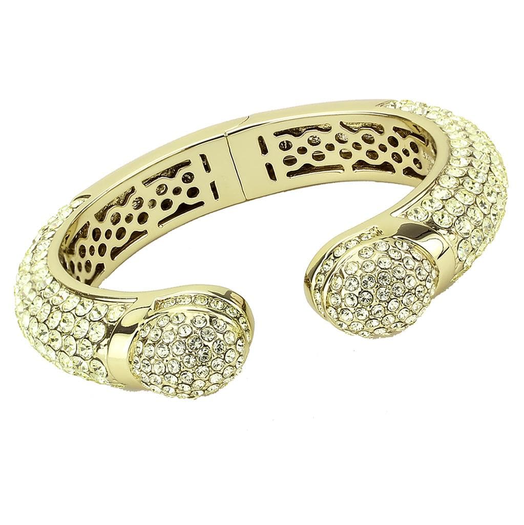 Brass Gold Champagne Crystal Pave Cuff Bangle Bracelet