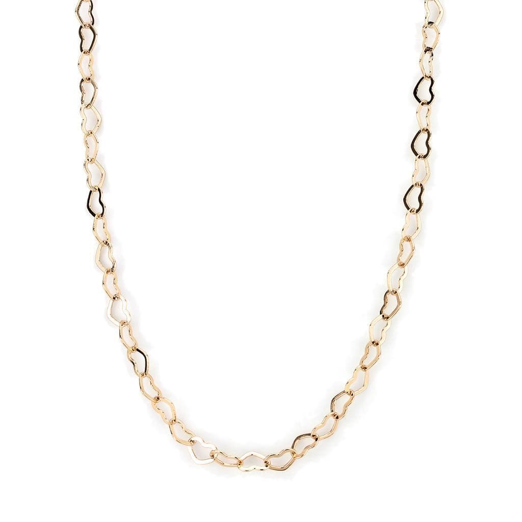 Brass Rose Gold Heart Link Chain Necklace | The Stainless Jewelry