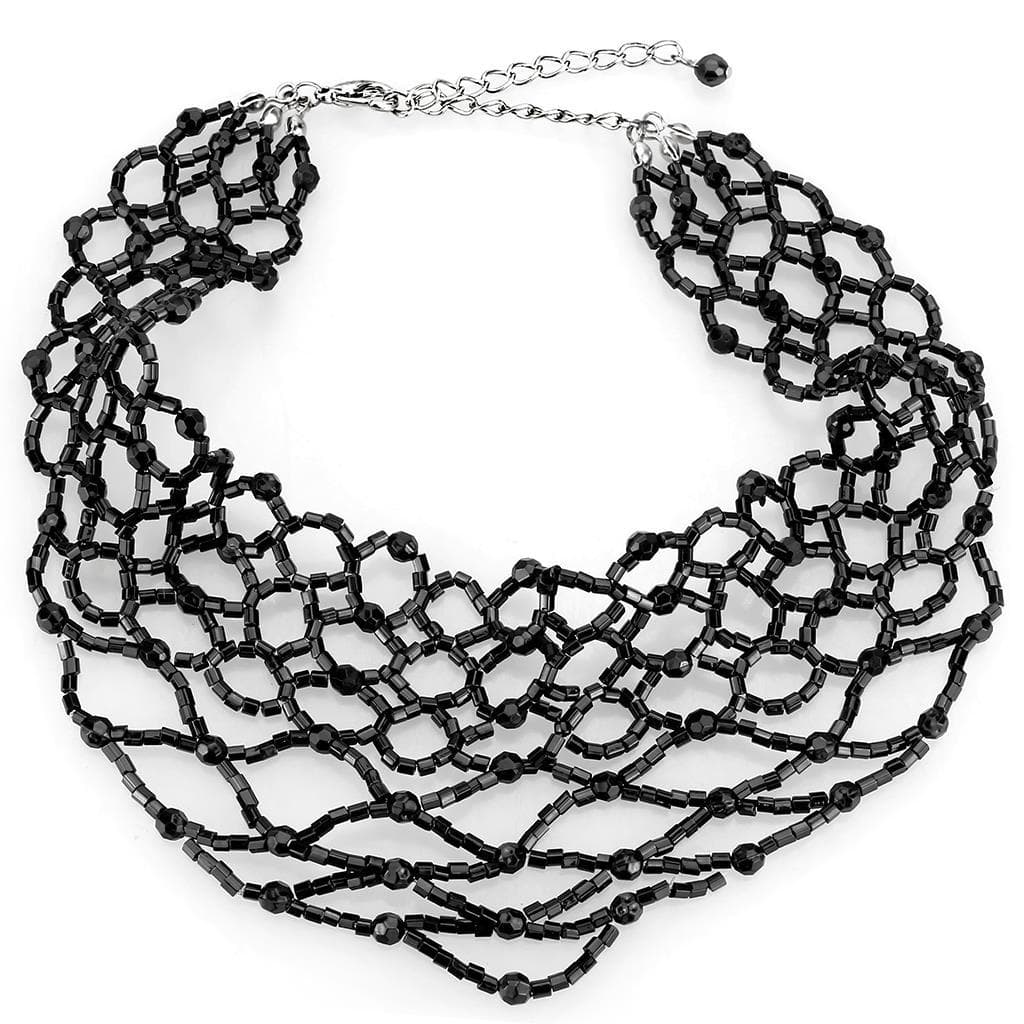 Brass Black Bead Lace Web Choker Necklace | The Stainless Jewelry