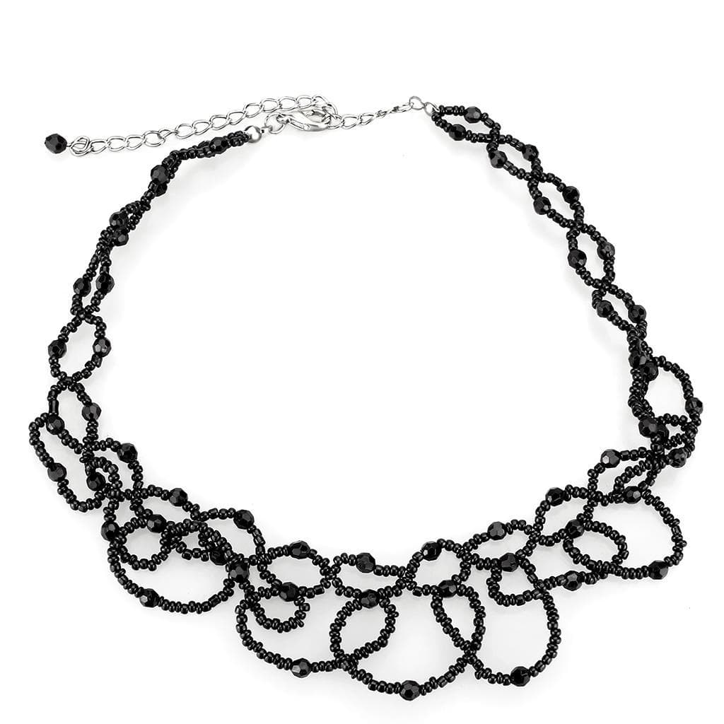 Brass Black Bead Lace Loop Choker Necklace LO4721