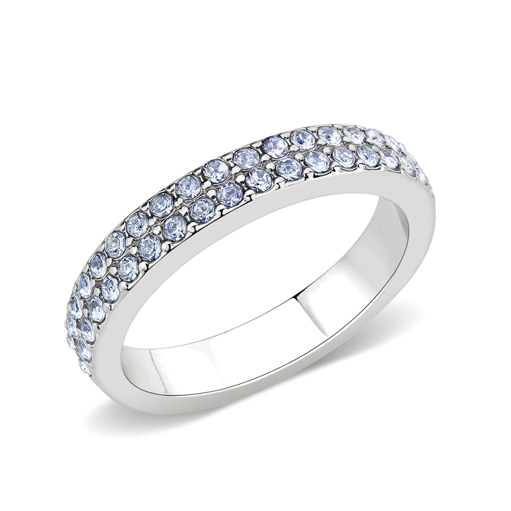 Brass Silver Light Blue Crystal Pave Band Ring