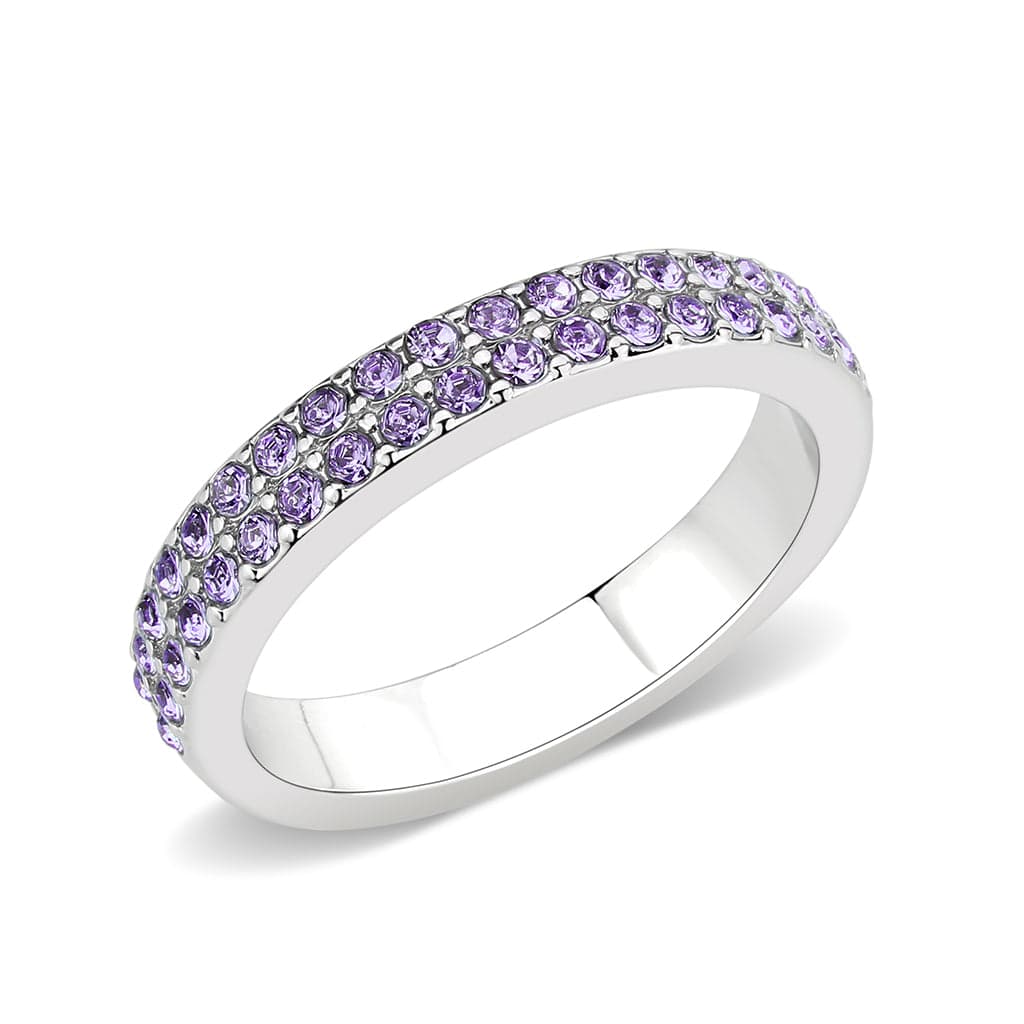Brass Silver Lavender Crystal Pave Band Ring
