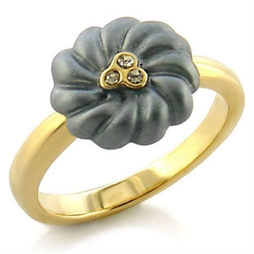Brass Gold Gray Ceramic Poppy Flower Ring | The Stainless Jewelry