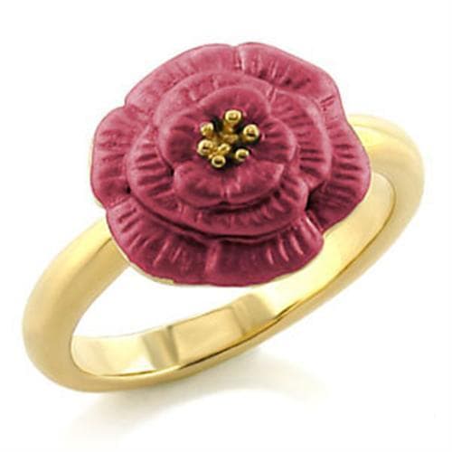 Brass Gold Pink Ceramic Rose Flower Ring | The Stainless Jewelry