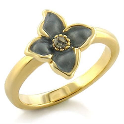 Brass Gold Gray Ceramic Lily Flower Ring | The Stainless Jewelry