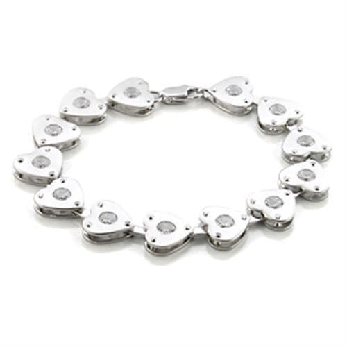 Brass Silver CZ Clover Bezel Link Bracelet