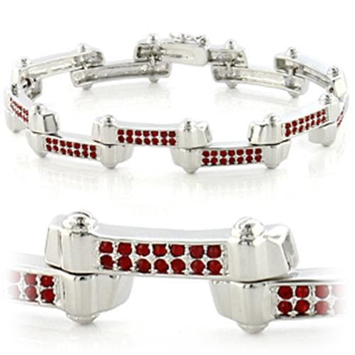 Brass Silver Red Crystal Link Bracelet | The Stainless Jewelry