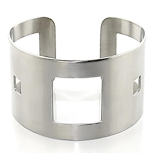 Stainless Steel Silver Wide Square Cutout Cuff Bangle Bracelet