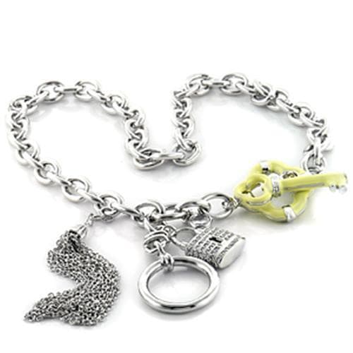Brass Silver Key Lock Heart Charm Chain Necklace