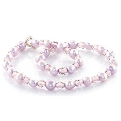 Stainless Steel Pink Pearl Crystal Bead Wrap Bracelet