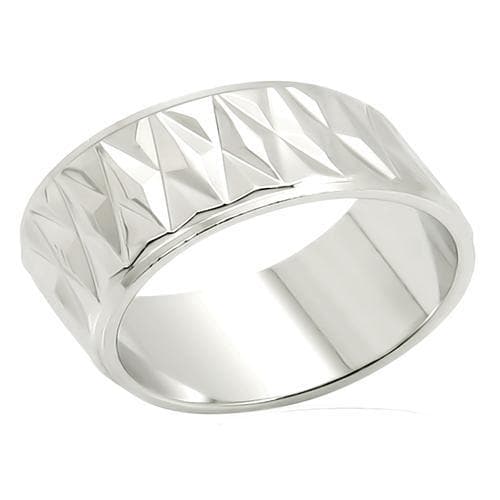 Brass Silver Diamond Cut Zigzag Wide Band Ring
