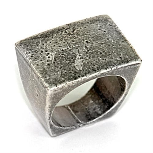 Brass Antique Silver Concrete Textured Square Ring