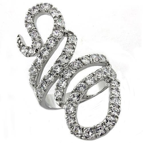 Brass Silver CZ Snake Wrap Ring | The Stainless Jewelry