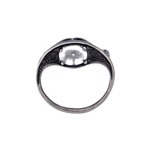 Brass Antique Silver CZ Round Bezel Filigree Ring Brooch