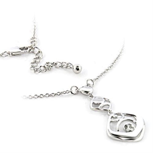 Brass Silver CZ Heart Swirl Pendant Necklace