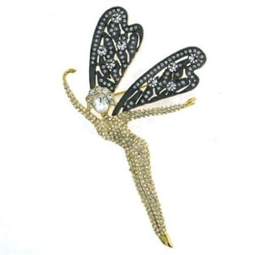 Brass Gold CZ Dragonfly Brooch | The Stainless Jewelry