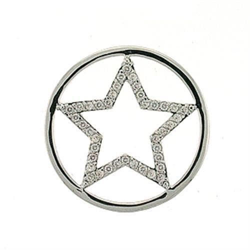 Brass Silver CZ Star Circle Pendant | The Stainless Jewelry
