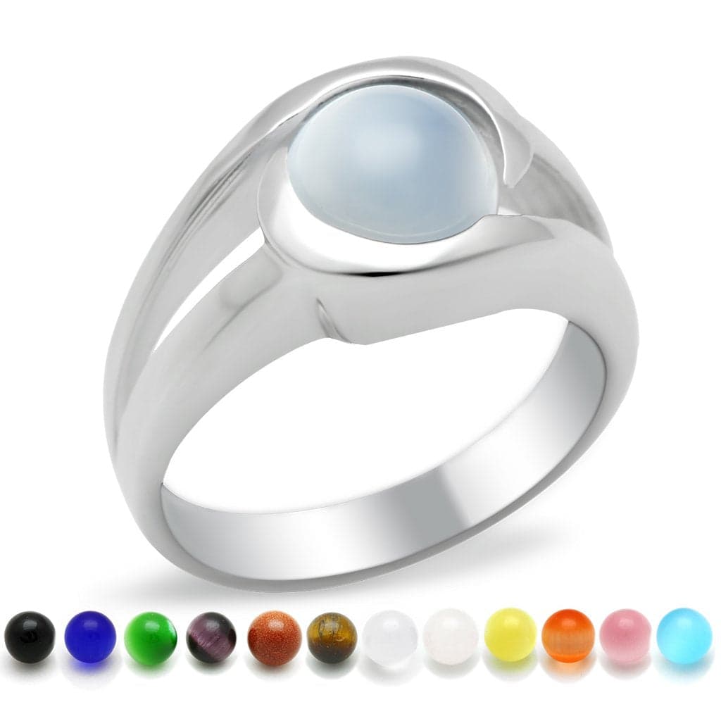 Sterling Silver Cat Eye Round Cabochon Signet Ring