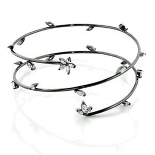 Brass Gunmetal CZ Butterfly Flower Bangle Set Bracelet