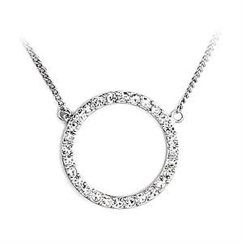 Brass Silver CZ Open Circle Pendant Necklace