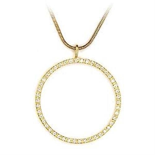Sterling Silver Gold CZ Open Circle Pendant Necklace