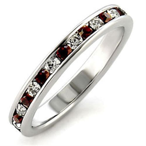 Sterling Silver Dark Garnet CZ Channel Eternity Band Ring