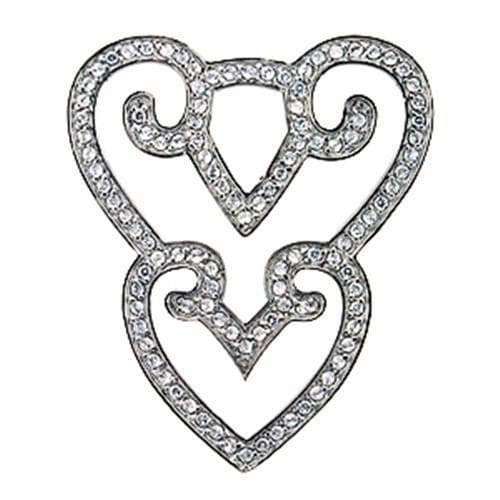 Sterling Silver CZ Double Heart Pendant | The Stainless Jewelry