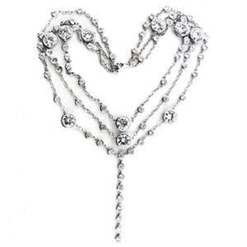 Sterling Silver CZ Bezel Lariat Drop Necklace
