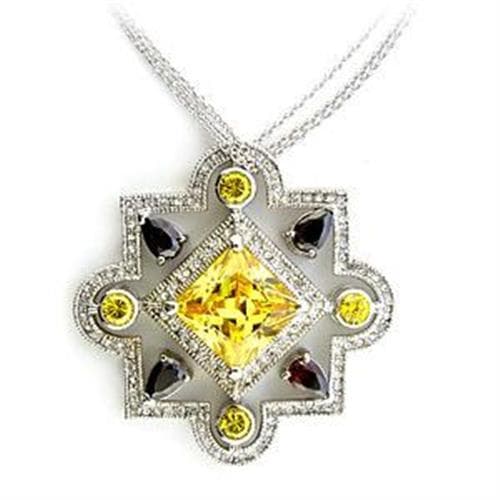 Sterling Silver Multi Color CZ Star Cross Pendant Necklace
