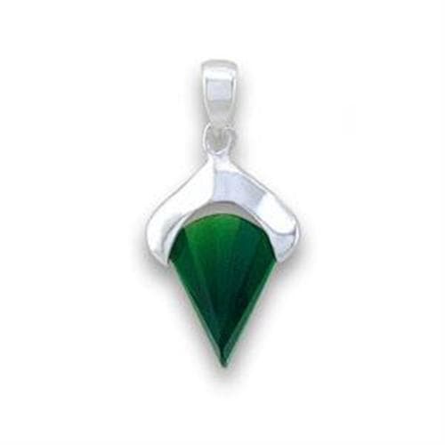 Sterling Silver Green Cat Eye Kite Pendant