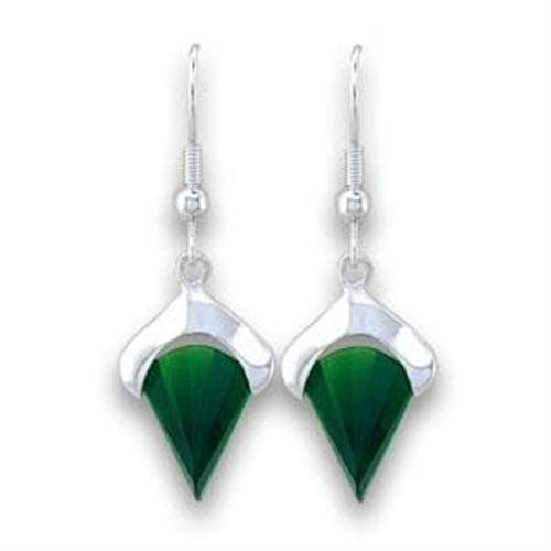Sterling Silver Green Cat Eye Kite Drop Earrings