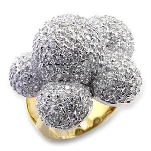 Brass Gold CZ Textured Ball Cluster Cocktail Ring