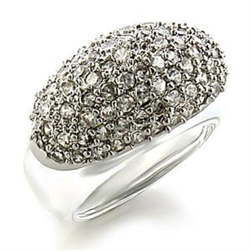 Brass Silver Smoky Gray CZ Pave Dome Cocktail Ring