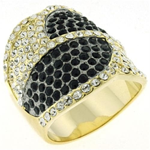 Brass Gold Black CZ Snake Scale Pave Dome Ring