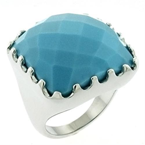 Brass Silver Turquoise Faceted Cushion Crown Cocktail Ring