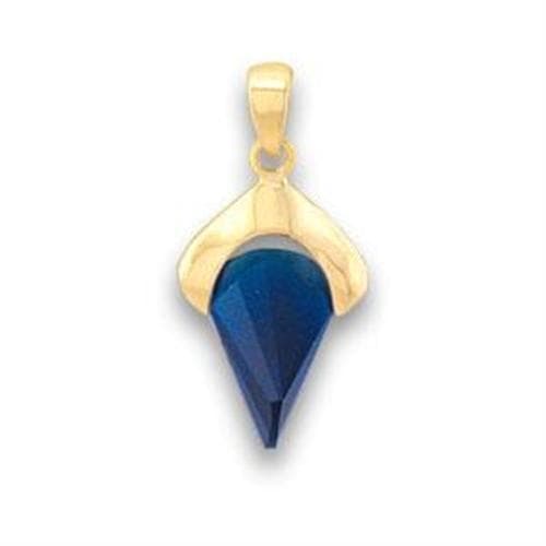 Brass Rose Gold Blue Sapphire CZ Marquise Pendant
