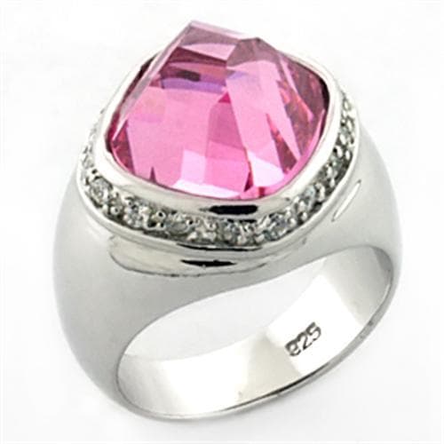 Sterling Silver Pink CZ Cushion Halo Ring | The Stainless Jewelry