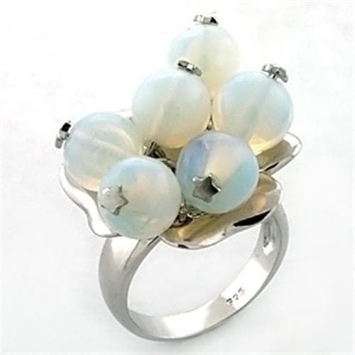 Sterling Silver Opal Bead Cluster Cocktail Ring