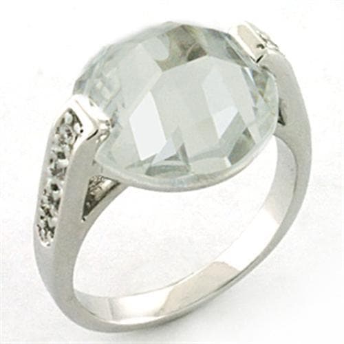 Brass Silver Clear CZ Large Pear Cocktail Ring
