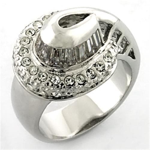 Brass Silver CZ Baguette Dome Cocktail Ring