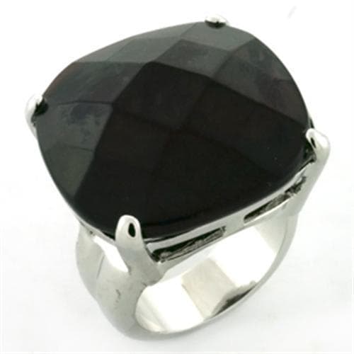 Brass Silver Black Onyx Large Cushion Solitaire Cocktail Ring